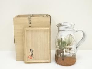 益子焼　武田敏雄造　松文ピッチャー（共箱）
